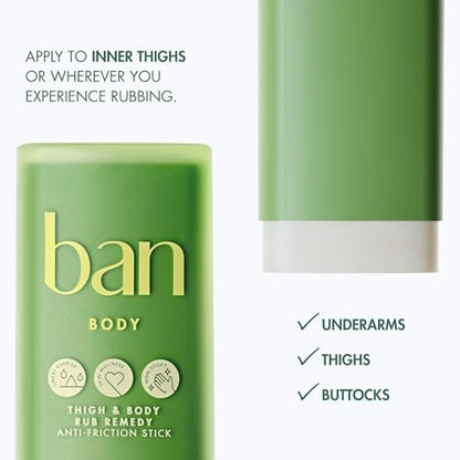 Ban Thigh & Body Anti-Friction Balm - Unscented, 1.4 Oz - Prevents Chafing & Skin Irritation for Women & Men Avelisse