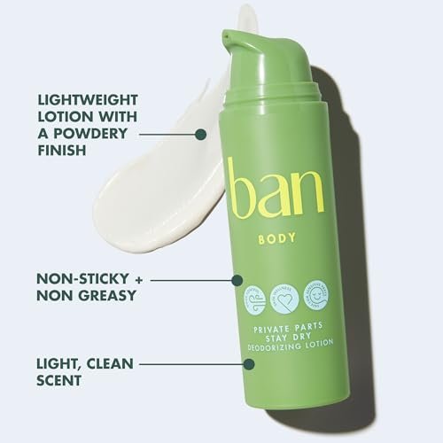 Ban Private Parts Deodorizing Lotion – Non-Toxic Sweat Absorbing Lotion for Sensitive Parts, Aluminum Free & Baking Soda Free, Soothing Aloe & Calendula, Light Scent, 1.5 Oz - görsel 4