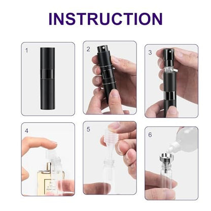 8ML Perfume Travel Refillable Portable Perfume Atomizer Bottle - 2 Pack, Leak-Proof Glass Spray Bottle for Essential Oils, Travel Essentials for Men & Women