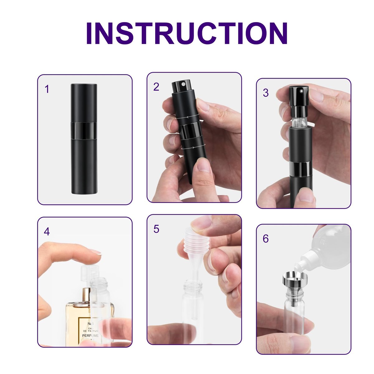 8ML Perfume Travel Refillable Portable Perfume Atomizer Bottle - 2 Pack, Leak-Proof Glass Spray Bottle for Essential Oils, Travel Essentials for Men & Women - görsel 7
