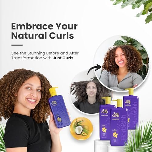 Herbishh Curly Hair Shampoo and Conditioner Set with Deep Conditioner for Women, Men (3 x 16.91 Fl Oz) – Definition for Wavy & Coily Hair, Reduce Frizz, Repair Damaged Dry Hair for All Curl Types Avelisse