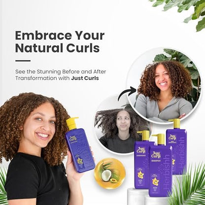 Herbishh Curly Hair Shampoo and Conditioner Set with Deep Conditioner for Women, Men (3 x 16.91 Fl Oz) – Definition for Wavy & Coily Hair, Reduce Frizz, Repair Damaged Dry Hair for All Curl Types Avelisse