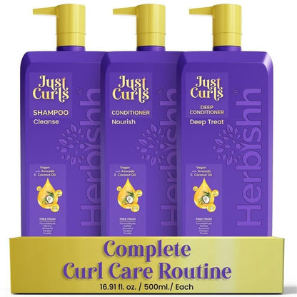 Herbishh Curly Hair Shampoo and Conditioner Set with Deep Conditioner for Women, Men (3 x 16.91 Fl Oz) – Definition for Wavy & Coily Hair, Reduce Frizz, Repair Damaged Dry Hair for All Curl Types Avelisse