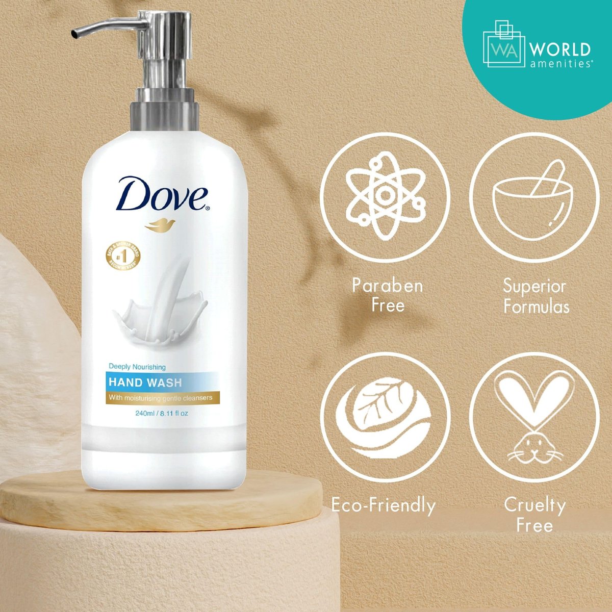 World Amenities Dove Hand Wash - Long Lasting Deep Moisturizer Foam Hand Wash for Sensitive Skin - görsel 5