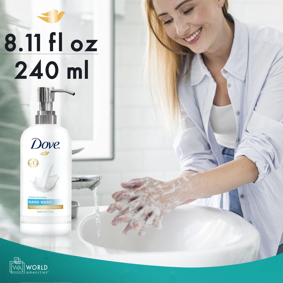 World Amenities Dove Hand Wash - Long Lasting Deep Moisturizer Foam Hand Wash for Sensitive Skin - görsel 11