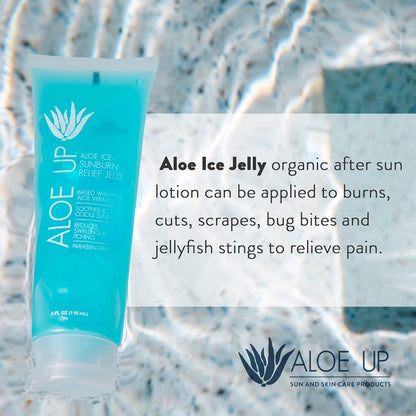 Aloe Up Aloe Vera Gel for Sunburn Relief – Cooling After Sun Jelly for Adults & Kids Face & Body – 96.6% Pure Gel – Reef Friendly, Alcohol & Fragrance Free – 4 Oz – Pack of 2 Avelisse
