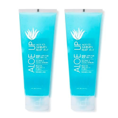 Aloe Up Aloe Vera Gel for Sunburn Relief – Cooling After Sun Jelly for Adults & Kids Face & Body – 96.6% Pure Gel – Reef Friendly, Alcohol & Fragrance Free – 4 Oz – Pack of 2 Avelisse
