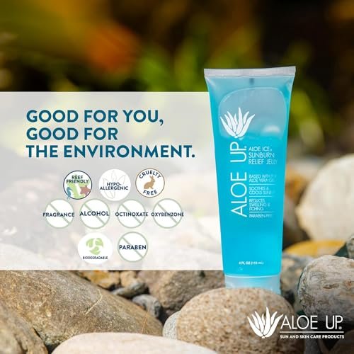 Aloe Up Aloe Vera Gel for Sunburn Relief – Cooling After Sun Jelly for Adults & Kids Face & Body – 96.6% Pure Gel – Reef Friendly, Alcohol & Fragrance Free – 4 Oz – Pack of 2 Avelisse