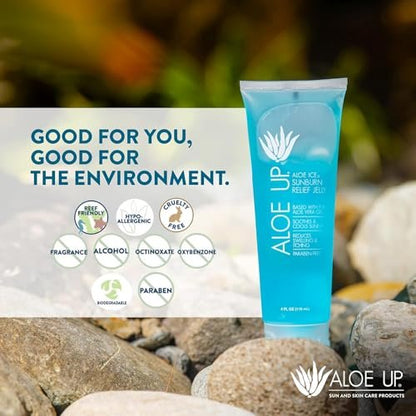 Aloe Up Aloe Vera Gel for Sunburn Relief – Cooling After Sun Jelly for Adults & Kids Face & Body – 96.6% Pure Gel – Reef Friendly, Alcohol & Fragrance Free – 4 Oz – Pack of 2 Avelisse