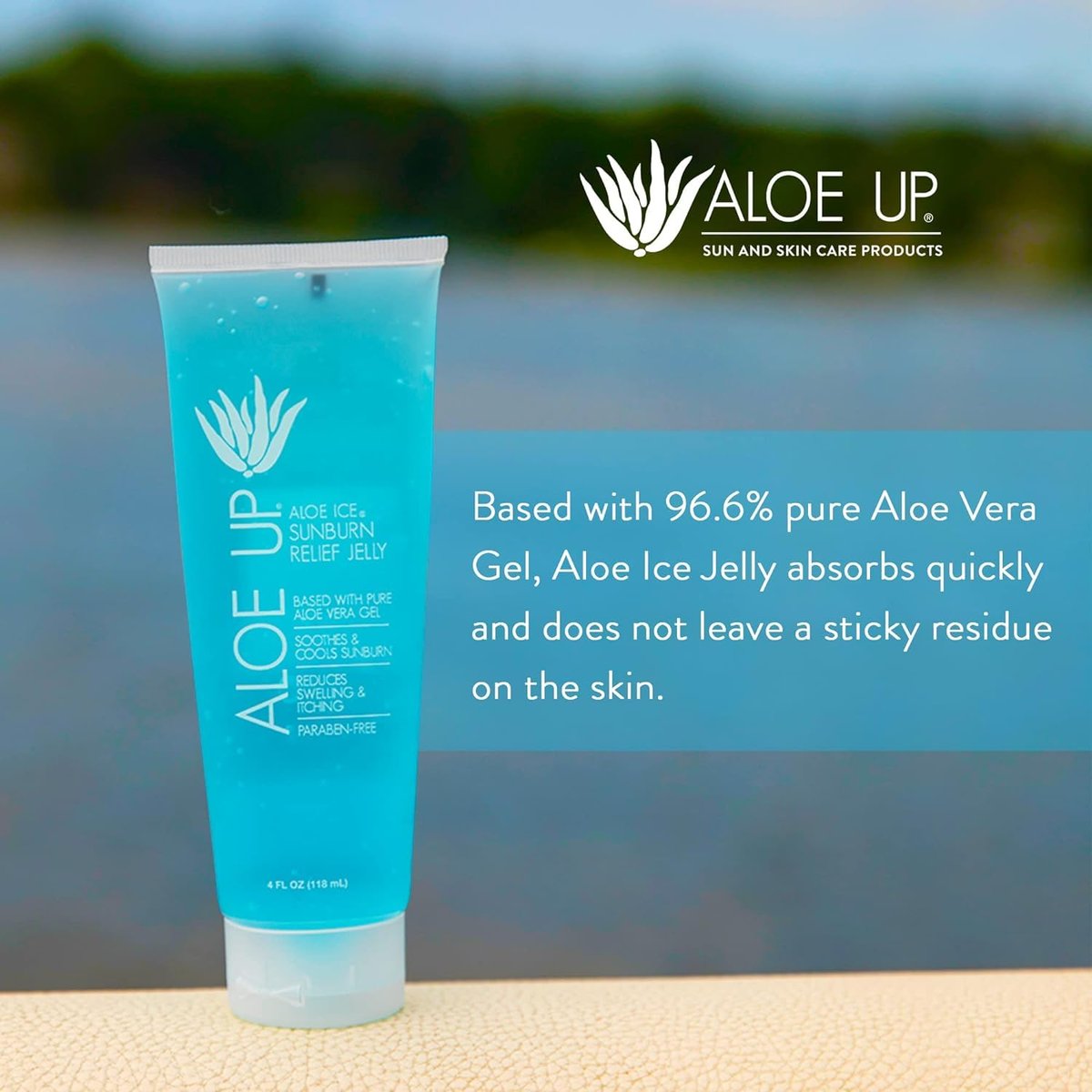 Aloe Up Aloe Vera Gel for Sunburn Relief – Cooling After Sun Jelly for Adults & Kids Face & Body – 96.6% Pure Gel – Reef Friendly, Alcohol & Fragrance Free – 4 Oz – Pack of 2 Avelisse