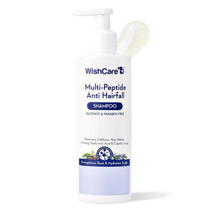 WishCare Multi Peptide Anti Hairfall Shampoo - Rice Water, Rosemary, Capilia Longa, Hyaluronic Acid & Caffeine - 250ml