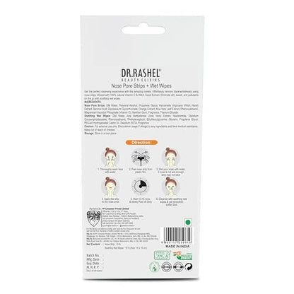 DR.RASHEL Vitamin C Nose Pore Strips – Instant & Painless Blackhead Removal, Deep Purifying, 20 Count (10 Strips + 10 Wipes)
