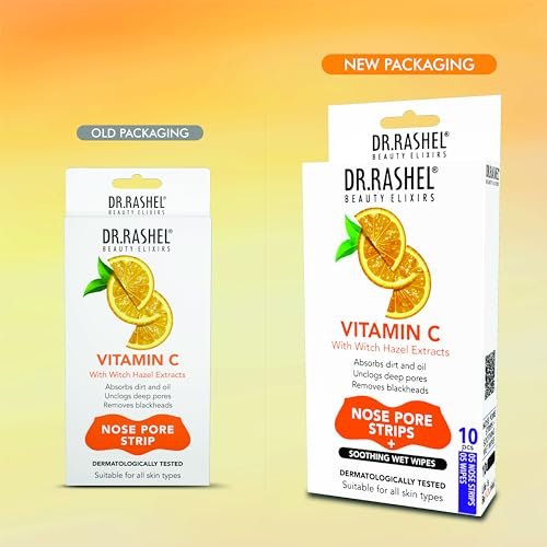 DR.RASHEL Vitamin C Nose Pore Strips – Instant & Painless Blackhead Removal, Deep Purifying, 20 Count (10 Strips + 10 Wipes) - görsel 16