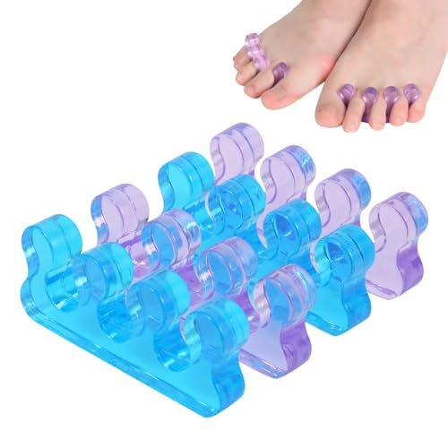 Toe Separators for Women - Pedicure Toe Spacers & Spreaders for Nail Painting, Yoga & Relaxation - Gel Silicone Toe Separators for Toenail Polish (2 Pairs, Blue & Purple) - görsel 2