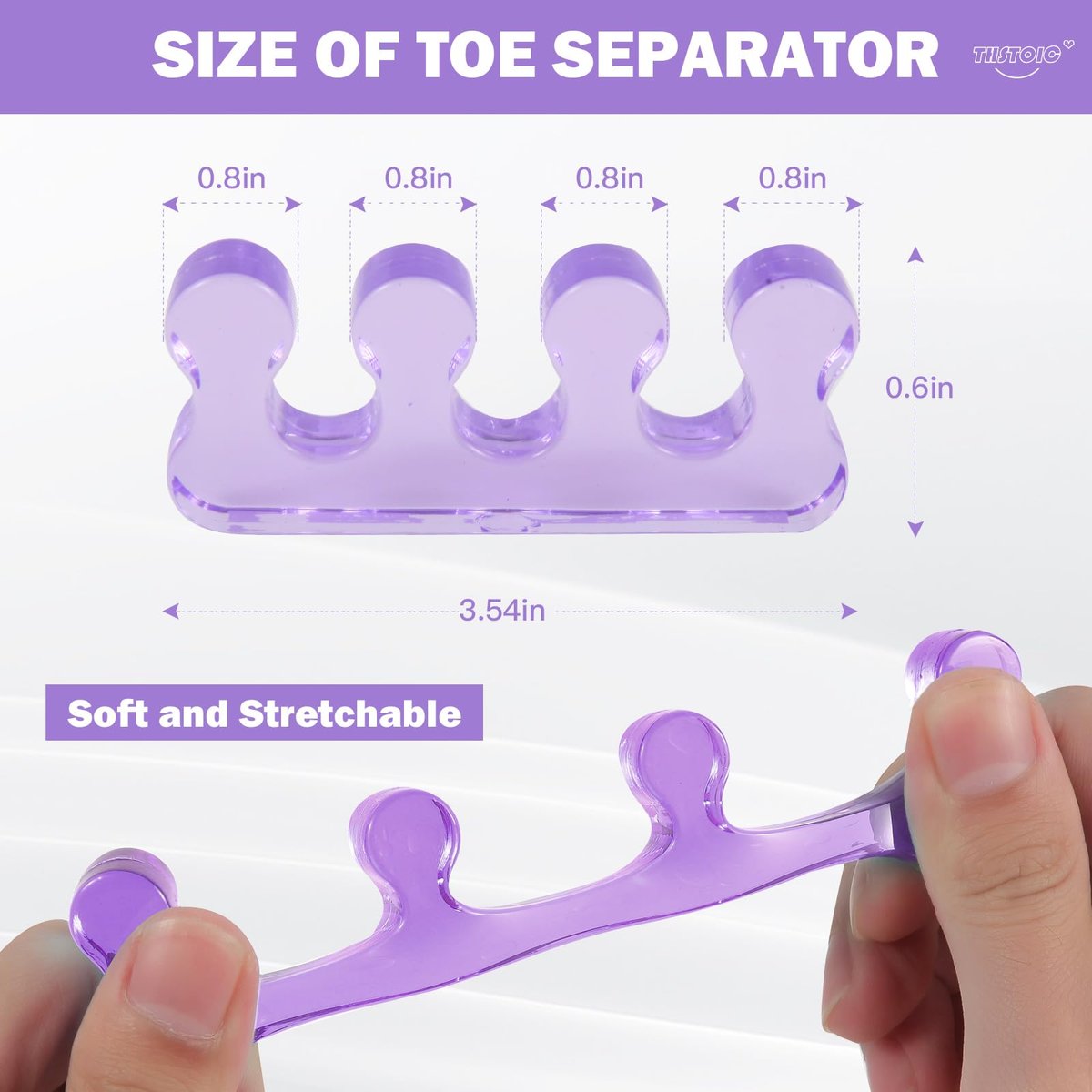 Toe Separators for Women - Pedicure Toe Spacers & Spreaders for Nail Painting, Yoga & Relaxation - Gel Silicone Toe Separators for Toenail Polish (2 Pairs, Blue & Purple) - görsel 3