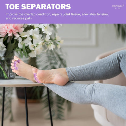 Toe Separators for Women - Pedicure Toe Spacers & Spreaders for Nail Painting, Yoga & Relaxation - Gel Silicone Toe Separators for Toenail Polish (2 Pairs, Blue & Purple)