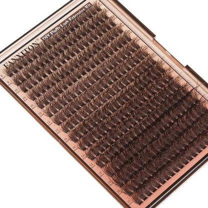 Brown Lash Clusters 320 Pcs DIY Lash Extension Kit – Natural Look Cluster Lashes D 8-16 mm Mixed with Lash Bond and Seal, Tweezer for Home Use Avelisse