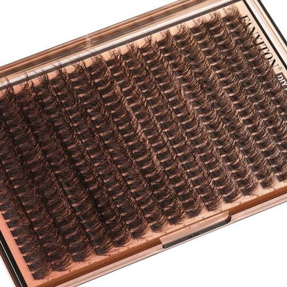 Brown Lash Clusters 320 Pcs DIY Lash Extension Kit – Natural Look Cluster Lashes D 8-16 mm Mixed with Lash Bond and Seal, Tweezer for Home Use Avelisse