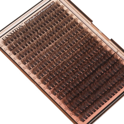 Brown Lash Clusters 320 Pcs DIY Lash Extension Kit – Natural Look Cluster Lashes D 8-16 mm Mixed with Lash Bond and Seal, Tweezer for Home Use Avelisse