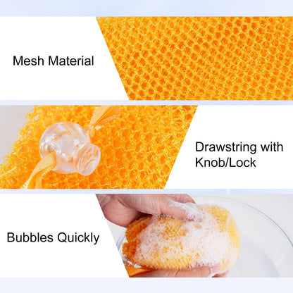 6 Pack Mesh Soap Bags for Bar Soap - Hangable Nylon Soap Pouch with Drawstring, Colorful Soap Saver Bags for Shower, 3.9 x 6 Inches