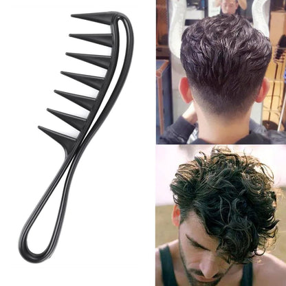 Dladhict 2-Pack Wide Tooth Comb for Wet Curly Wavy Thick Long Hair - Premium Plastic Grip for Wigs, Barber Salon - Large Shark Teeth Anti-Static Hair Combs for Men Women (Black, Grey)