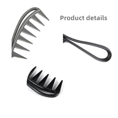 Dladhict 2-Pack Wide Tooth Comb for Wet Curly Wavy Thick Long Hair - Premium Plastic Grip for Wigs, Barber Salon - Large Shark Teeth Anti-Static Hair Combs for Men Women (Black, Grey) - görsel 8