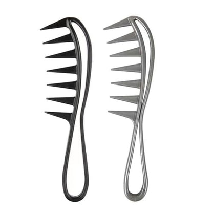 Dladhict 2-Pack Wide Tooth Comb for Wet Curly Wavy Thick Long Hair - Premium Plastic Grip for Wigs, Barber Salon - Large Shark Teeth Anti-Static Hair Combs for Men Women (Black, Grey)