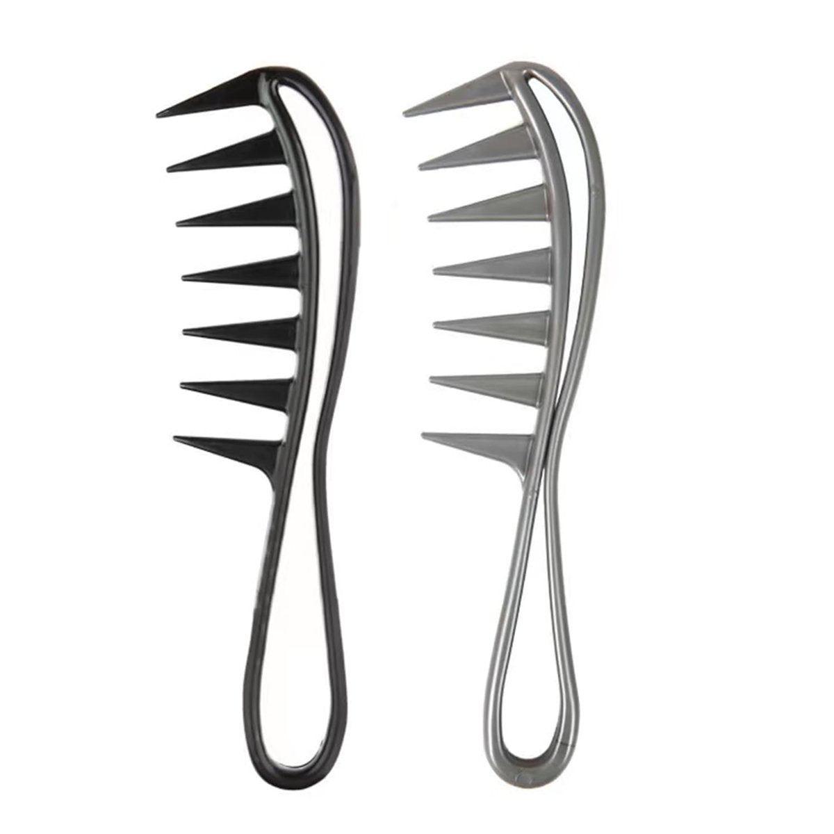 Dladhict 2-Pack Wide Tooth Comb for Wet Curly Wavy Thick Long Hair - Premium Plastic Grip for Wigs, Barber Salon - Large Shark Teeth Anti-Static Hair Combs for Men Women (Black, Grey) - görsel 1