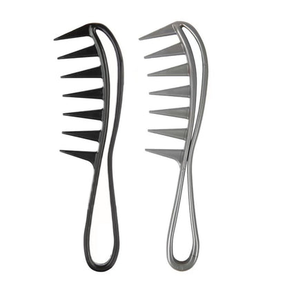 Dladhict 2-Pack Wide Tooth Comb for Wet Curly Wavy Thick Long Hair - Premium Plastic Grip for Wigs, Barber Salon - Large Shark Teeth Anti-Static Hair Combs for Men Women (Black, Grey)