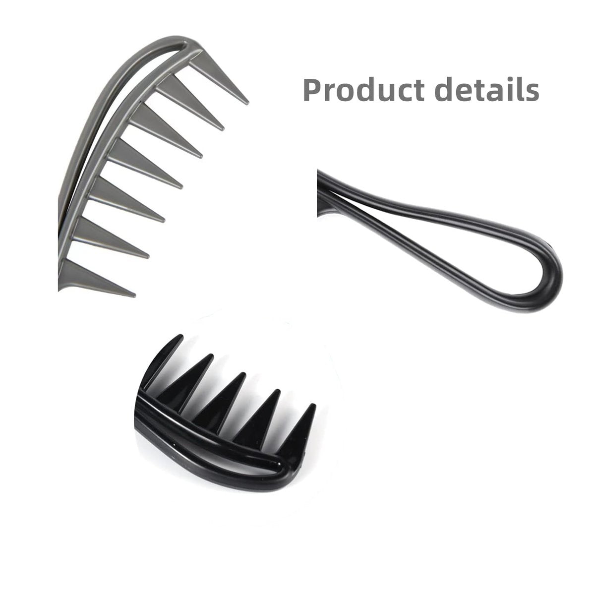 Dladhict 2-Pack Wide Tooth Comb for Wet Curly Wavy Thick Long Hair - Premium Plastic Grip for Wigs, Barber Salon - Large Shark Teeth Anti-Static Hair Combs for Men Women (Black, Grey) - görsel 7