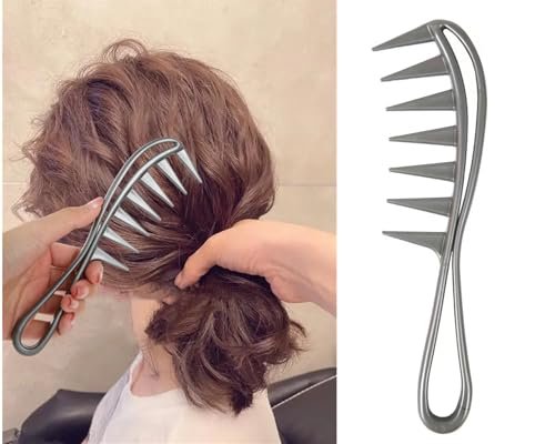 Dladhict 2-Pack Wide Tooth Comb for Wet Curly Wavy Thick Long Hair - Premium Plastic Grip for Wigs, Barber Salon - Large Shark Teeth Anti-Static Hair Combs for Men Women (Black, Grey) - görsel 10