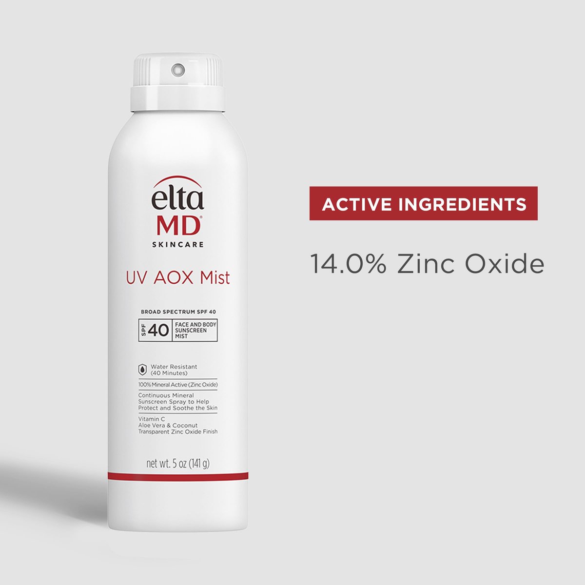EltaMD UV AOX Mist Mineral Sunscreen Spray SPF 40 for Face and Body with Antioxidants, 5 oz (Pack of 2) Avelisse