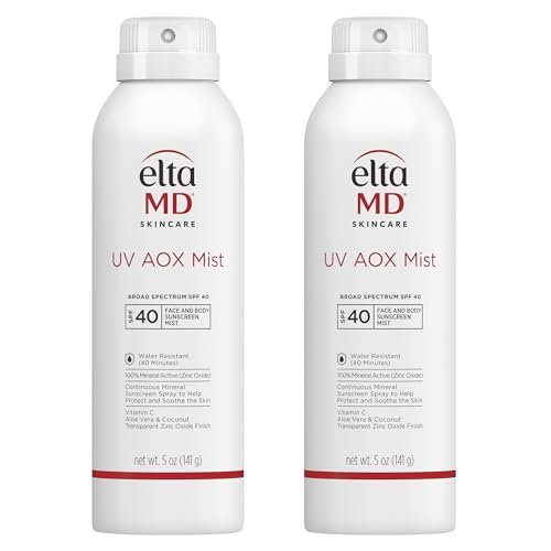 EltaMD UV AOX Mist Mineral Sunscreen Spray SPF 40 for Face and Body with Antioxidants, 5 oz (Pack of 2) Avelisse
