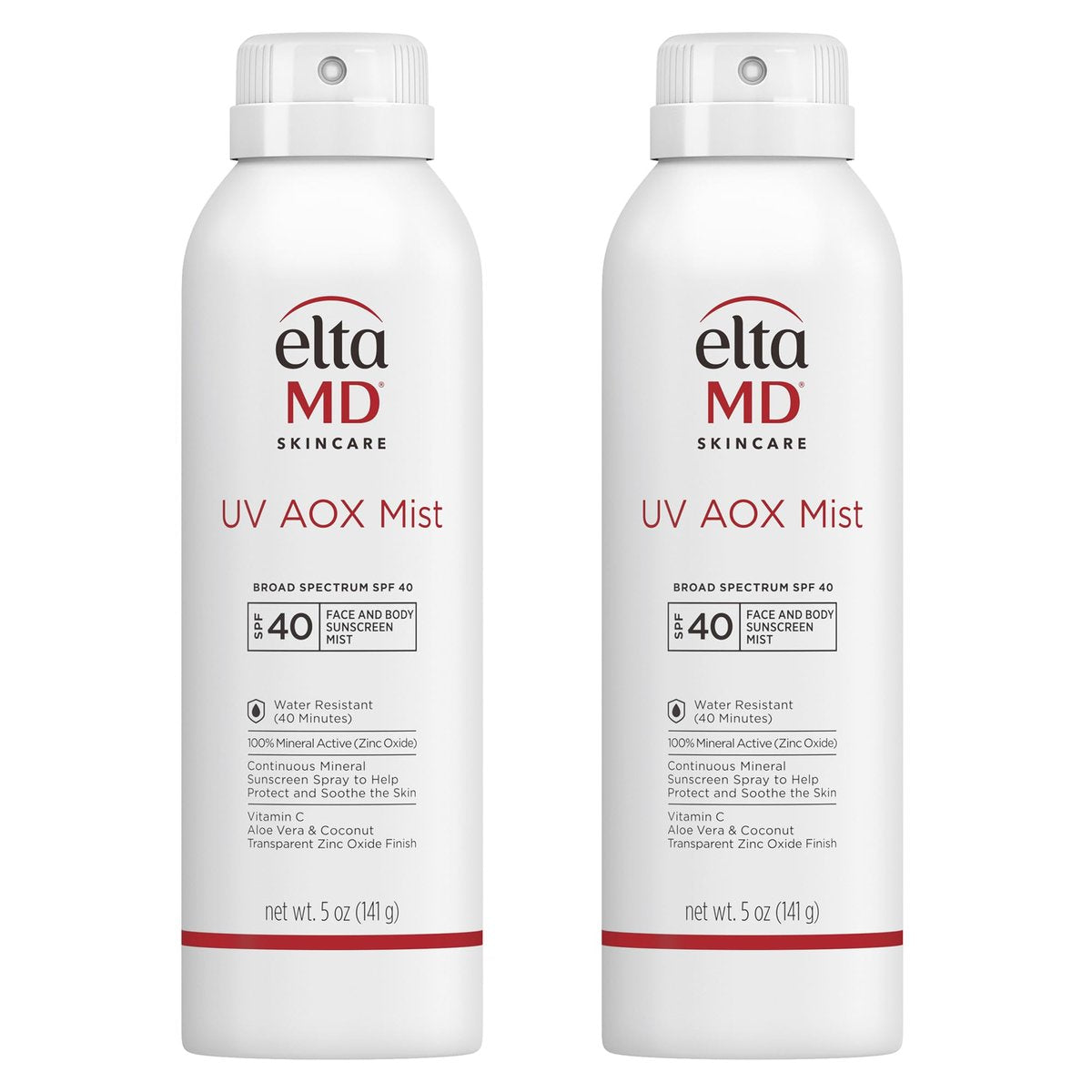 EltaMD UV AOX Mist Mineral Sunscreen Spray SPF 40 for Face and Body with Antioxidants, 5 oz (Pack of 2) Avelisse