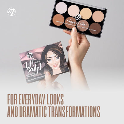 W7 Lift & Sculpt, Shape & Glow Set - 2 Full-Size Face Palettes - Cream Contour & Powder Duo