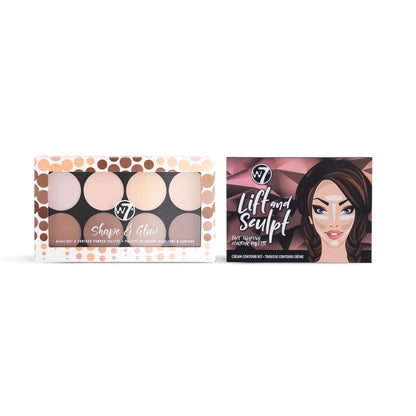 W7 Lift & Sculpt, Shape & Glow Set - 2 Full-Size Face Palettes - Cream Contour & Powder Duo