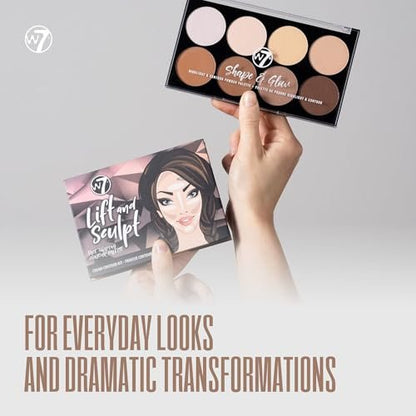 W7 Lift & Sculpt, Shape & Glow Set - 2 Full-Size Face Palettes - Cream Contour & Powder Duo