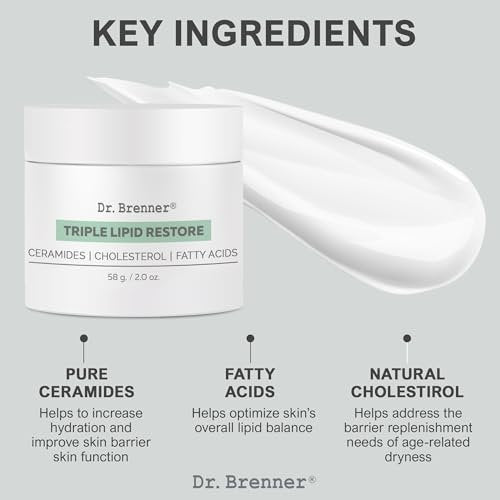 Dr. Brenner Triple Lipid Restore Anti Aging Face Moisturizer - Lifting & Recovery Cream with Ceramides, Lipids and Fatty Acids, 2 oz Avelisse
