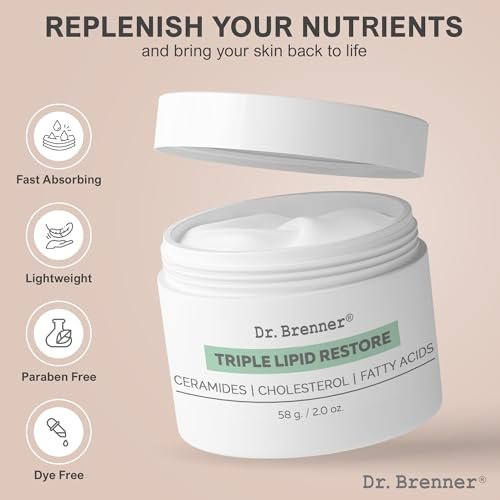 Dr. Brenner Triple Lipid Restore Anti Aging Face Moisturizer - Lifting & Recovery Cream with Ceramides, Lipids and Fatty Acids, 2 oz Avelisse