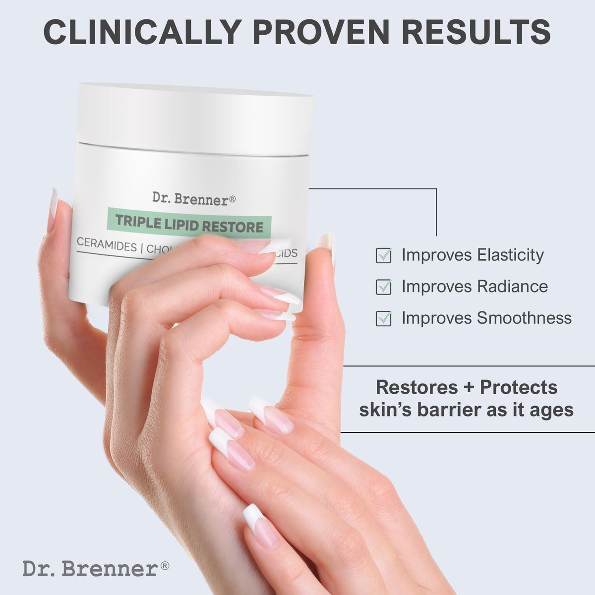 Dr. Brenner Triple Lipid Restore Anti Aging Face Moisturizer - Lifting & Recovery Cream with Ceramides, Lipids and Fatty Acids, 2 oz Avelisse