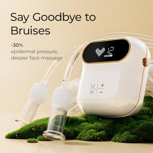 6-Piece Electric Facial Cupping Therapy Set with Glass Cups, 3-in-1 Gua Sha Facial Tools for Eye, Neck, and Skin Care, 3 Sizes Vacuum Suction for Puffiness and Cellulite Reduction Avelisse