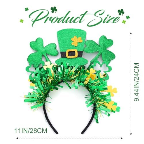 JEAIRTS Light Up St. Patrick's Hat Headband - Green Shamrock Hair Hoop Glowing Irish Headpiece LED Costume Hair Accessories (Style A) - görsel 8