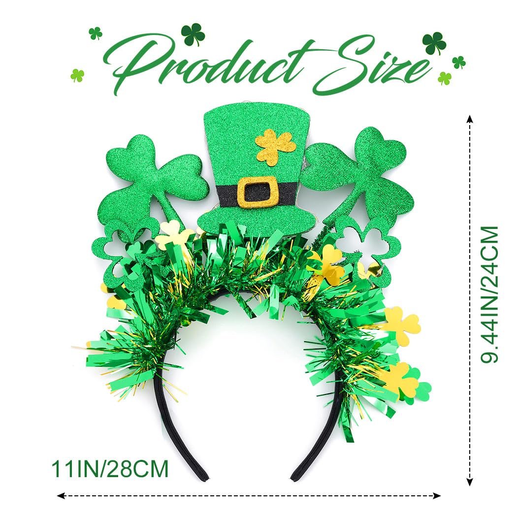JEAIRTS Light Up St. Patrick's Hat Headband - Green Shamrock Hair Hoop Glowing Irish Headpiece LED Costume Hair Accessories (Style A) - görsel 7
