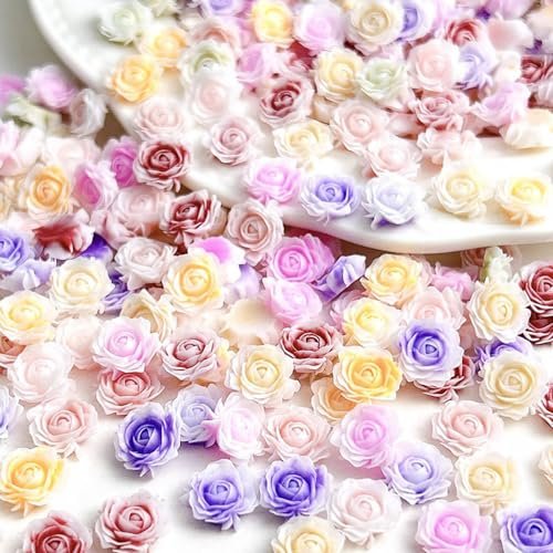 100 Pcs Cute Flower Nail Charms - Mixed Size Floral 3D Resin Camellia Rose Nail Art Decorations - görsel 17