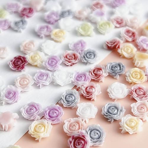 100 Pcs Cute Flower Nail Charms - Mixed Size Floral 3D Resin Camellia Rose Nail Art Decorations - görsel 7