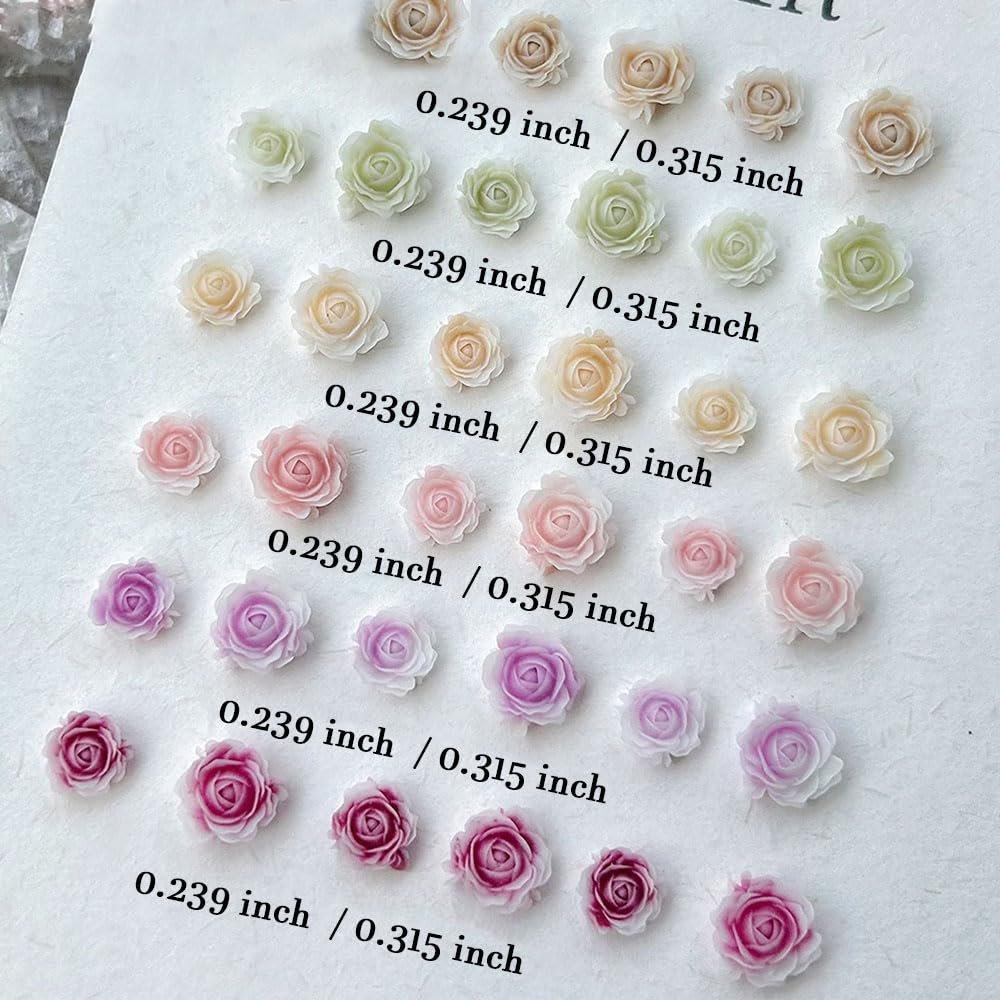 100 Pcs Cute Flower Nail Charms - Mixed Size Floral 3D Resin Camellia Rose Nail Art Decorations - görsel 4