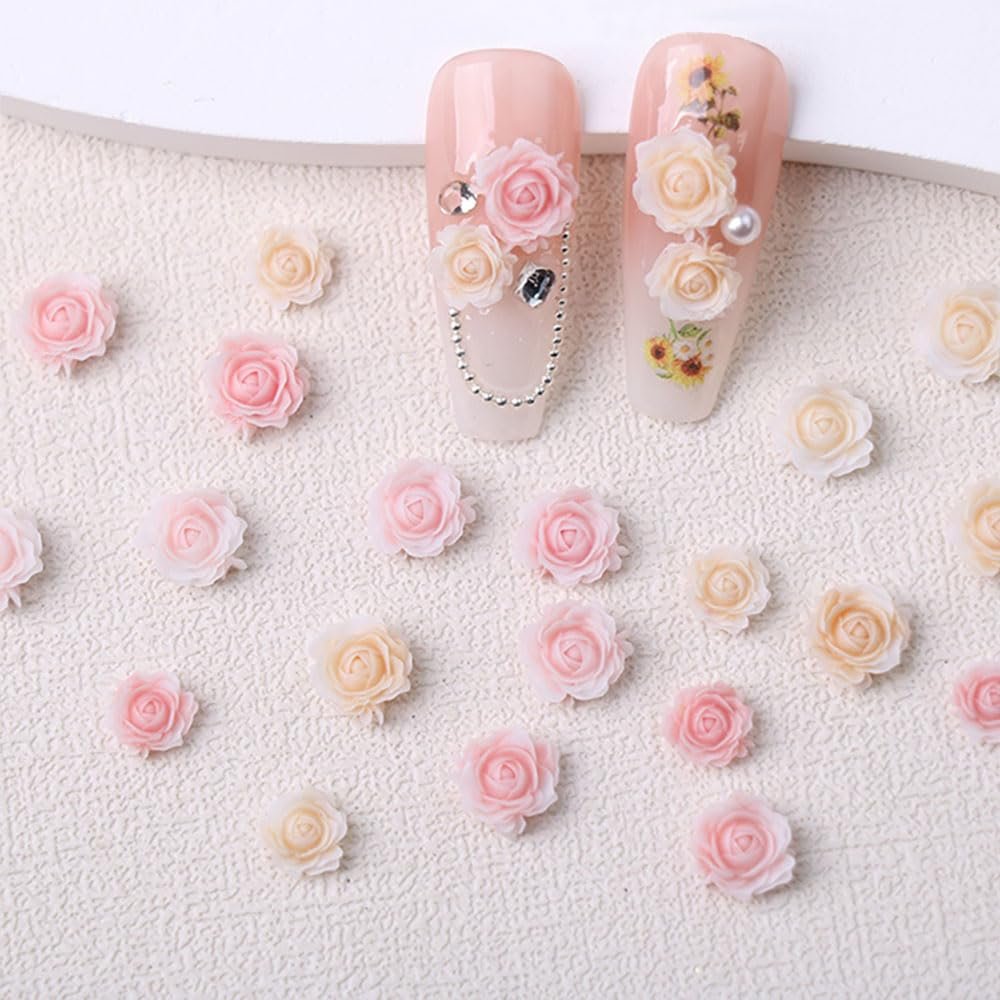 100 Pcs Cute Flower Nail Charms - Mixed Size Floral 3D Resin Camellia Rose Nail Art Decorations - görsel 16