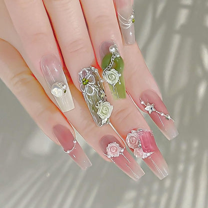 100 Pcs Cute Flower Nail Charms - Mixed Size Floral 3D Resin Camellia Rose Nail Art Decorations