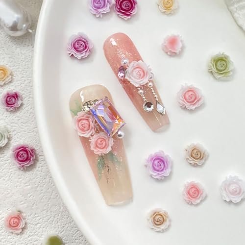 100 Pcs Cute Flower Nail Charms - Mixed Size Floral 3D Resin Camellia Rose Nail Art Decorations - görsel 13