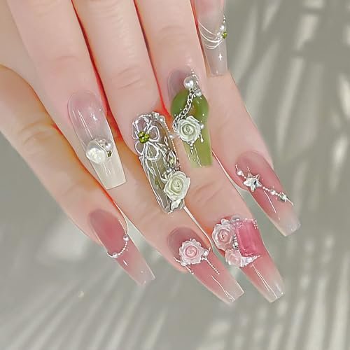 100 Pcs Cute Flower Nail Charms - Mixed Size Floral 3D Resin Camellia Rose Nail Art Decorations - görsel 11
